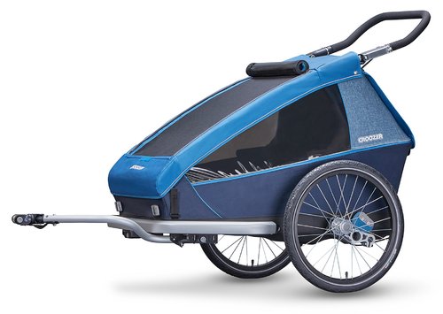 Croozer Kid Plus for 2 ab 2018 gefedert mit Licht, Fahrrad-, Buggy- und Jogging-Option ocean-blue