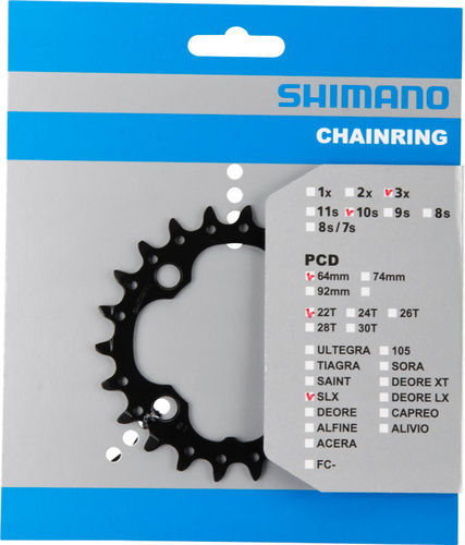 Shimano SLX ab 2014 4-Arm 10-fach 22 Zähne AN-Type Stahl schwarz Y-1NW22000