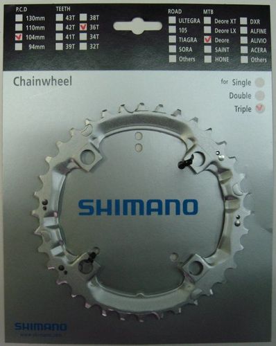 Shimano Deore 2000 4-Arm 36 Zähne T-Type IG silber Stahl (längere Lebensdauer) Y-1DS98200