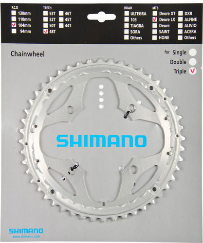 Shimano LX ab 2009 4-Arm 9-fach 48 Zähne AD-Type IG Alu silber Y-1KS98080