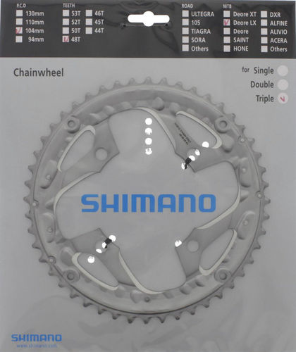 Shimano LX ab 2013 4-Arm 10-fach 48 Zähne AL-Type Alu silber für Kettenschutz Y-1NJ98110