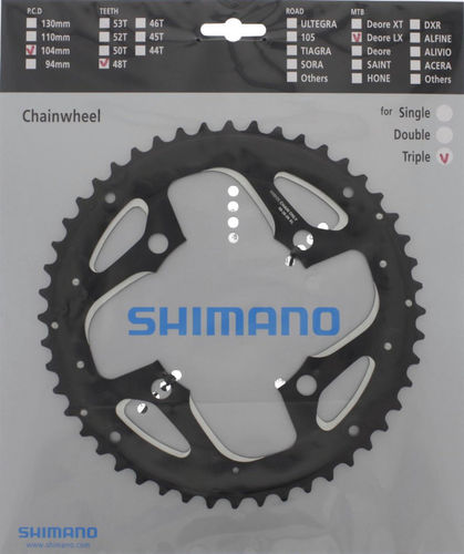 Shimano LX ab 2013 4-Arm 10-fach 48 Zähne AL-Type Alu schwarz für Kettenschutz Y-1NJ98120