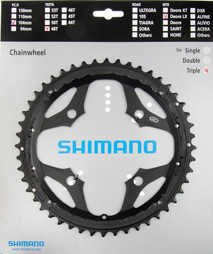 Shimano SLX ab 2009 4-Arm 9-fach 48 Zähne AD-Type Alu schwarz Y-1KF98080