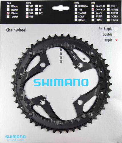 Shimano SLX ab 2013 4-Arm 10-fach 48 Zähne AL-Type Alu schwarz für Ketttenschutzring Y-1N998080