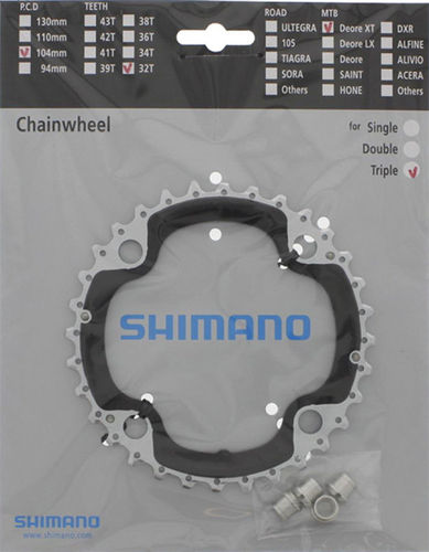 Shimano XT ab 2013 4-Arm 10-fach 32 Zähne AE-Type Stahl / Verbundwerkstoff silber-schwarz Y-1MM98130
