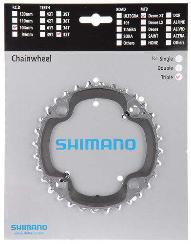 Shimano XT ab 2008 4-Arm 9-fach 32 Zähne AA-Type IG Stahl / Verbundwerkstoff sil-schw. Y-1J198020