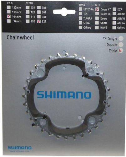Shimano XT ab 2011-2013 4-Arm 10-fach 32 Zähne AE-Type Stahl / Verbundwerkstoff si.-schw. Y-1LW98020