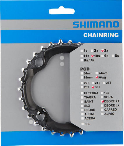 Shimano XT ab 2014 4-Arm 10-fach 30 Zähne AN-Type Stahl / Verbundwerkstoff schwarz Y-1NV98010