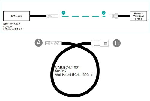 Biketec Verlängerungskabel für Nodes FIT 2.0 EC4.1 600mm für Räder ohne zus. optionale Komponente